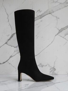 Sam Edelman Sylvia Wide Calf Black Suede Knee High Boots Sz 10 NWT No Box